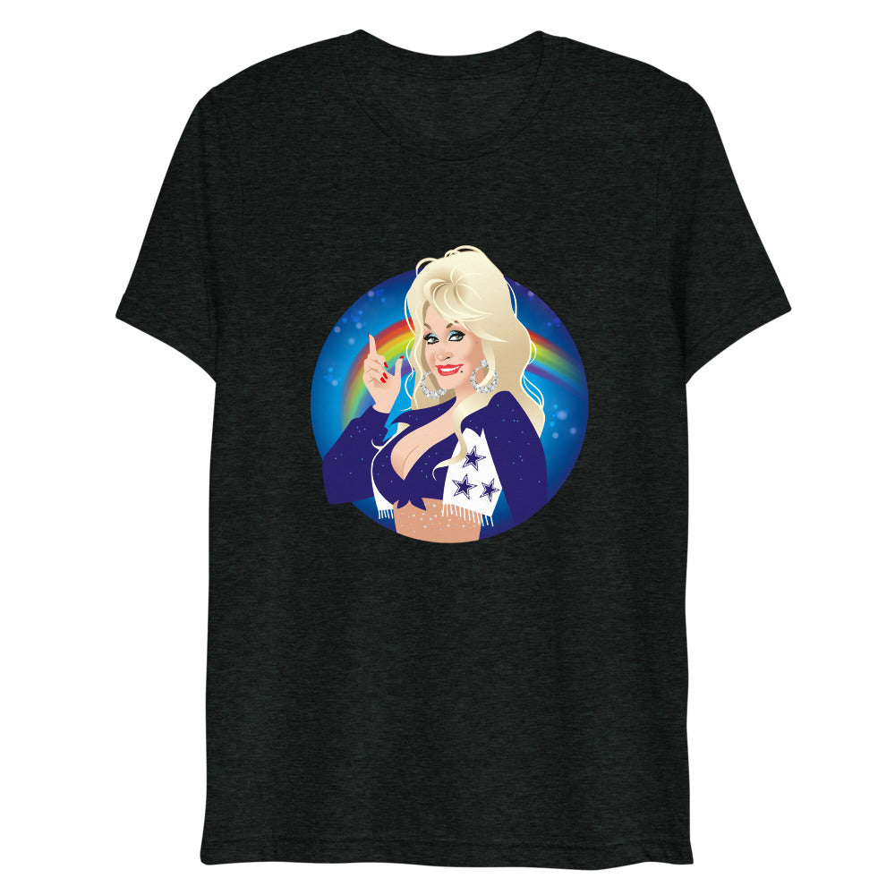 Debut garment mockup | Here Comes the Rainbow (Triblend) | Charcoal-Black Triblend