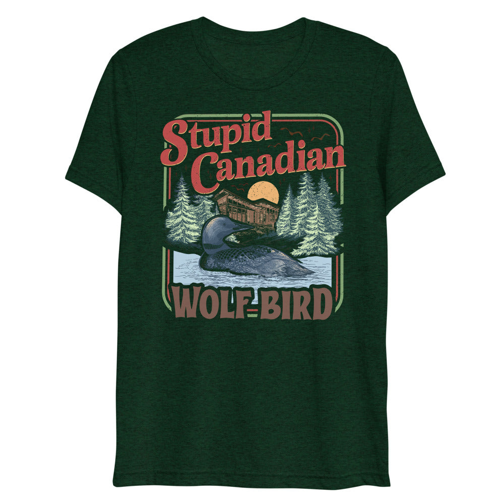 Debut garment mockup | Wolf Bird (Triblend) | Emerald Triblend