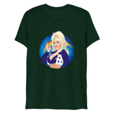 Debut garment mockup | Here Comes the Rainbow (Triblend) | Emerald Triblend