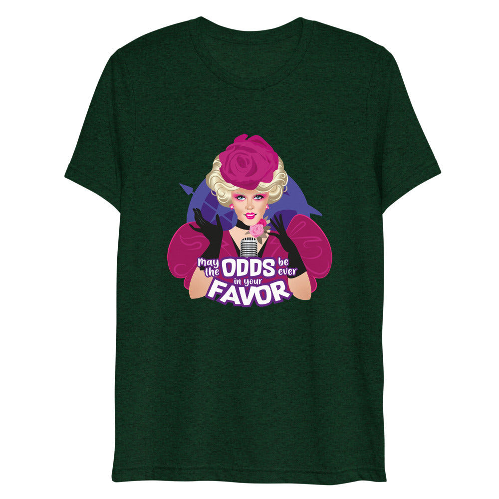 Debut garment mockup | May the Odds (Triblend) | Emerald Triblend