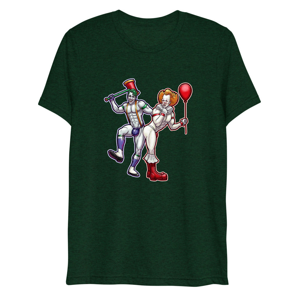 Debut garment mockup | Clowns to the Left, Jokers to the Right (Triblend) | Emerald Triblend