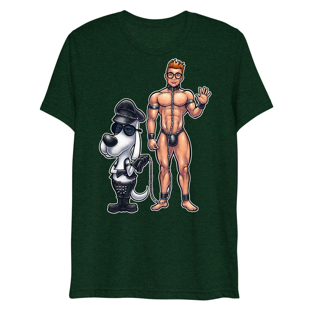 Debut garment mockup | Wag the Pup (Triblend) | Emerald Triblend
