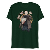 Debut garment mockup | Just the Tip of Horror (Triblend) | Emerald Triblend