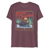 Debut garment mockup | Wolf Bird (Triblend) | Maroon Triblend