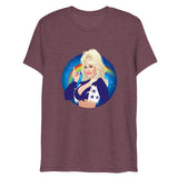 Debut garment mockup | Here Comes the Rainbow (Triblend) | Maroon Triblend
