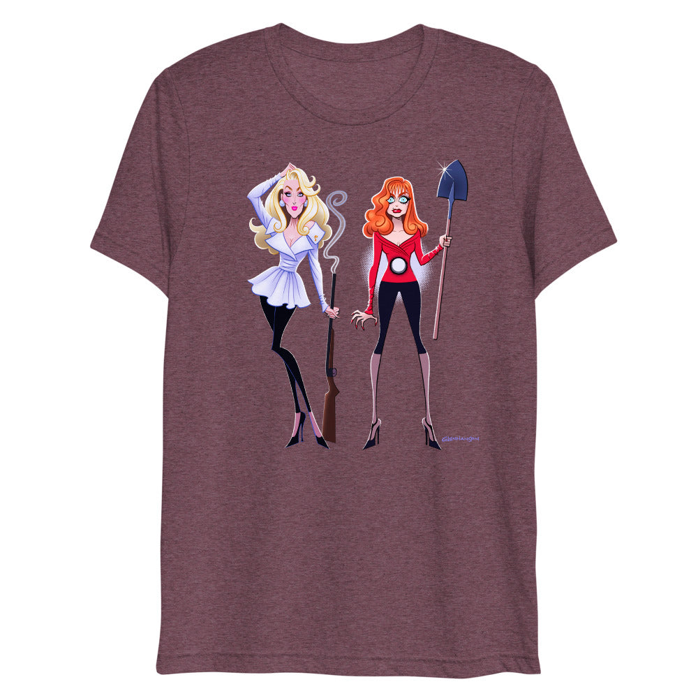 Debut garment mockup | Dead Gorgeous (Triblend) | Maroon Triblend
