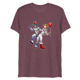 Debut garment mockup | Clowns to the Left, Jokers to the Right (Triblend) | Maroon Triblend