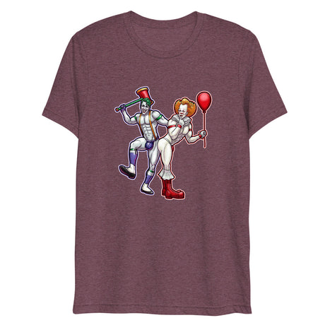 Debut garment mockup | Clowns to the Left, Jokers to the Right (Triblend) | Maroon Triblend