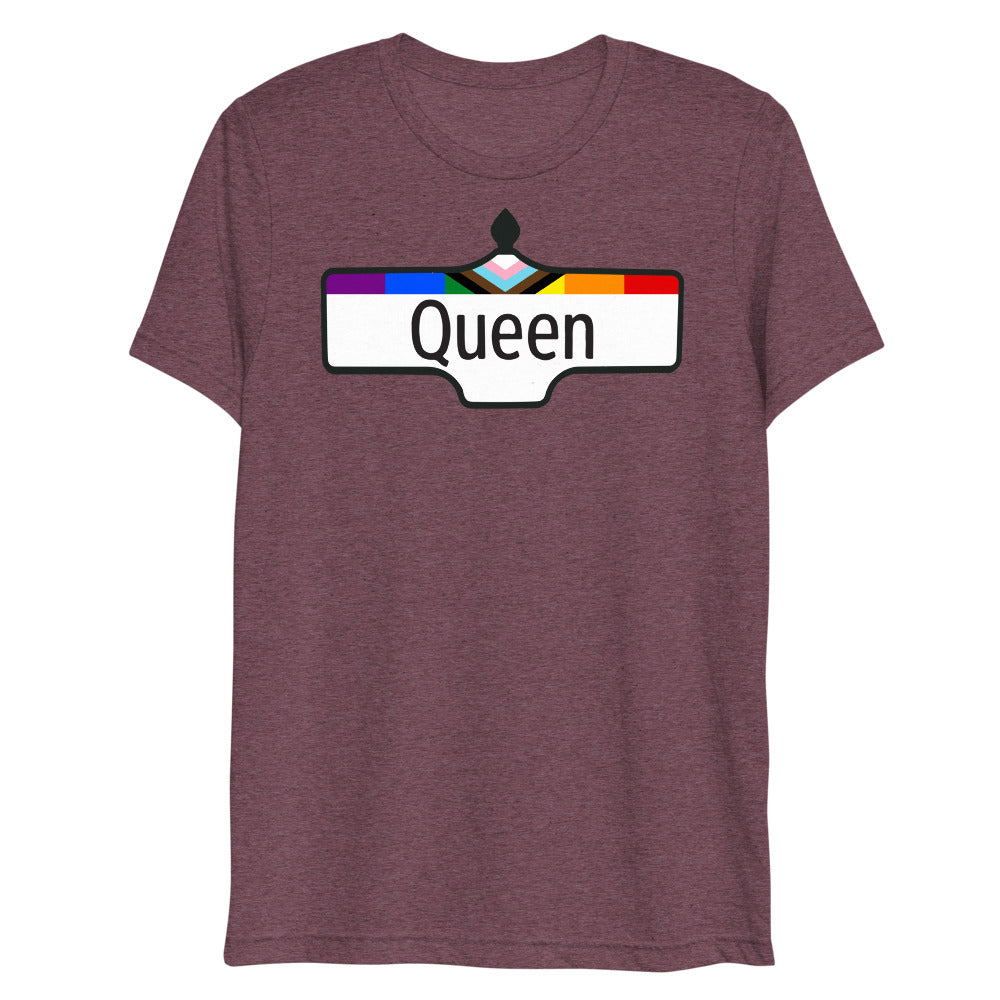 Debut garment mockup | Toronto Queen (Triblend) | Maroon Triblend