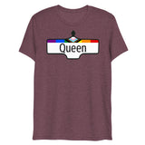 Debut garment mockup | Toronto Queen (Triblend) | Maroon Triblend