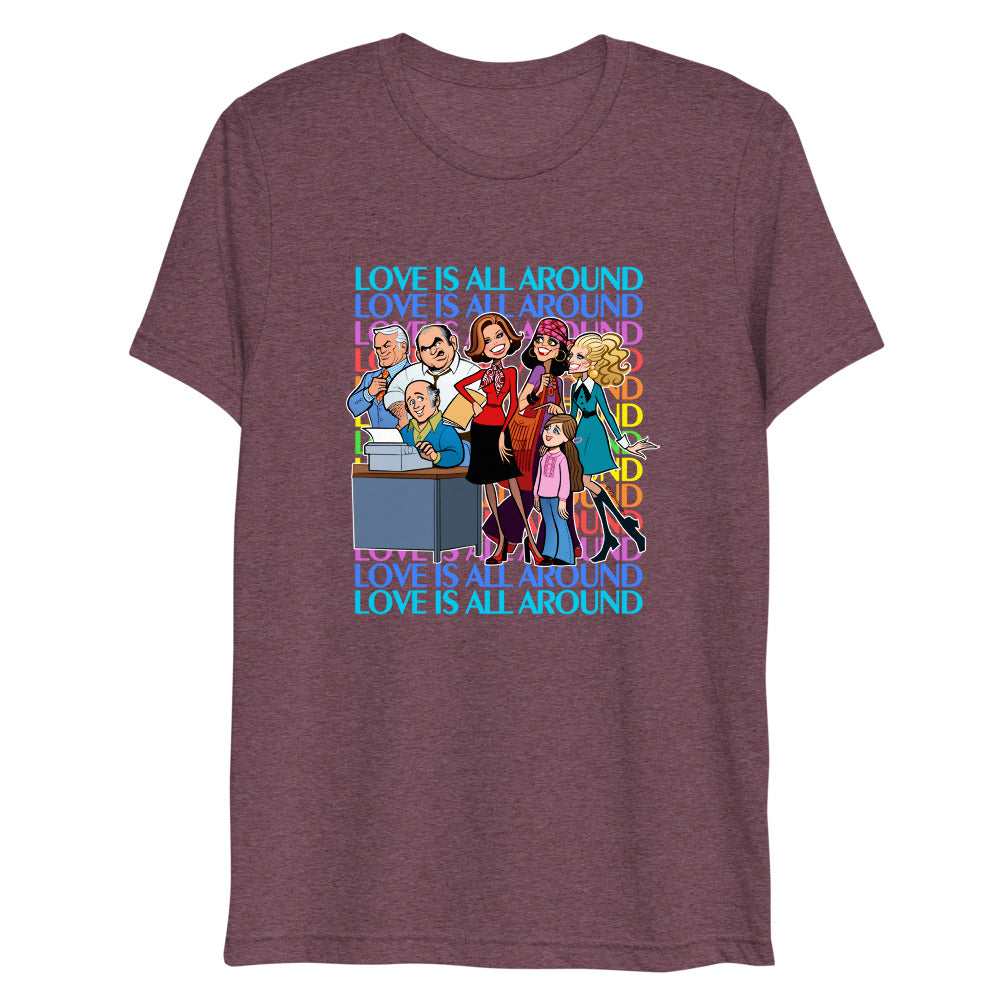 Debut garment mockup | Newsroom (Triblend) | Maroon Triblend