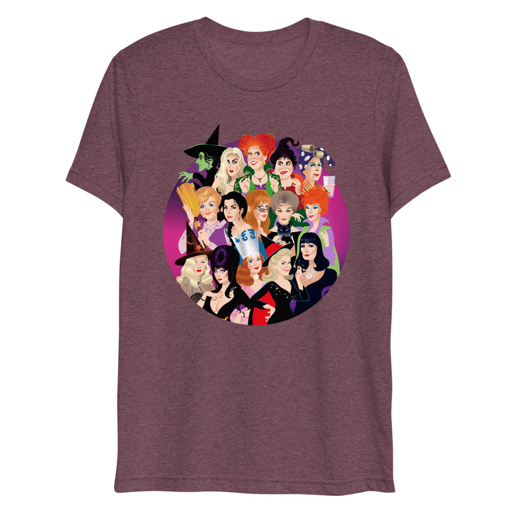 Debut garment mockup | Witch Coven (Triblend) | Maroon Triblend