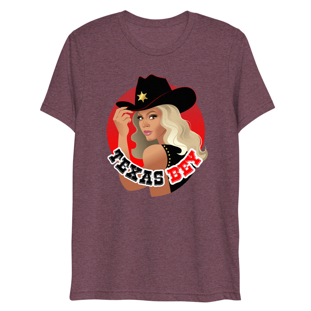 Debut garment mockup | Texas (Triblend) | Maroon Triblend