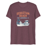 Debut garment mockup | Sebastian Beach (Triblend) | Maroon Triblend