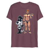 Debut garment mockup | Wag the Pup (Triblend) | Maroon Triblend