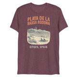 Debut garment mockup | Playa de la Bassa Rodone (Triblend) | Maroon Triblend