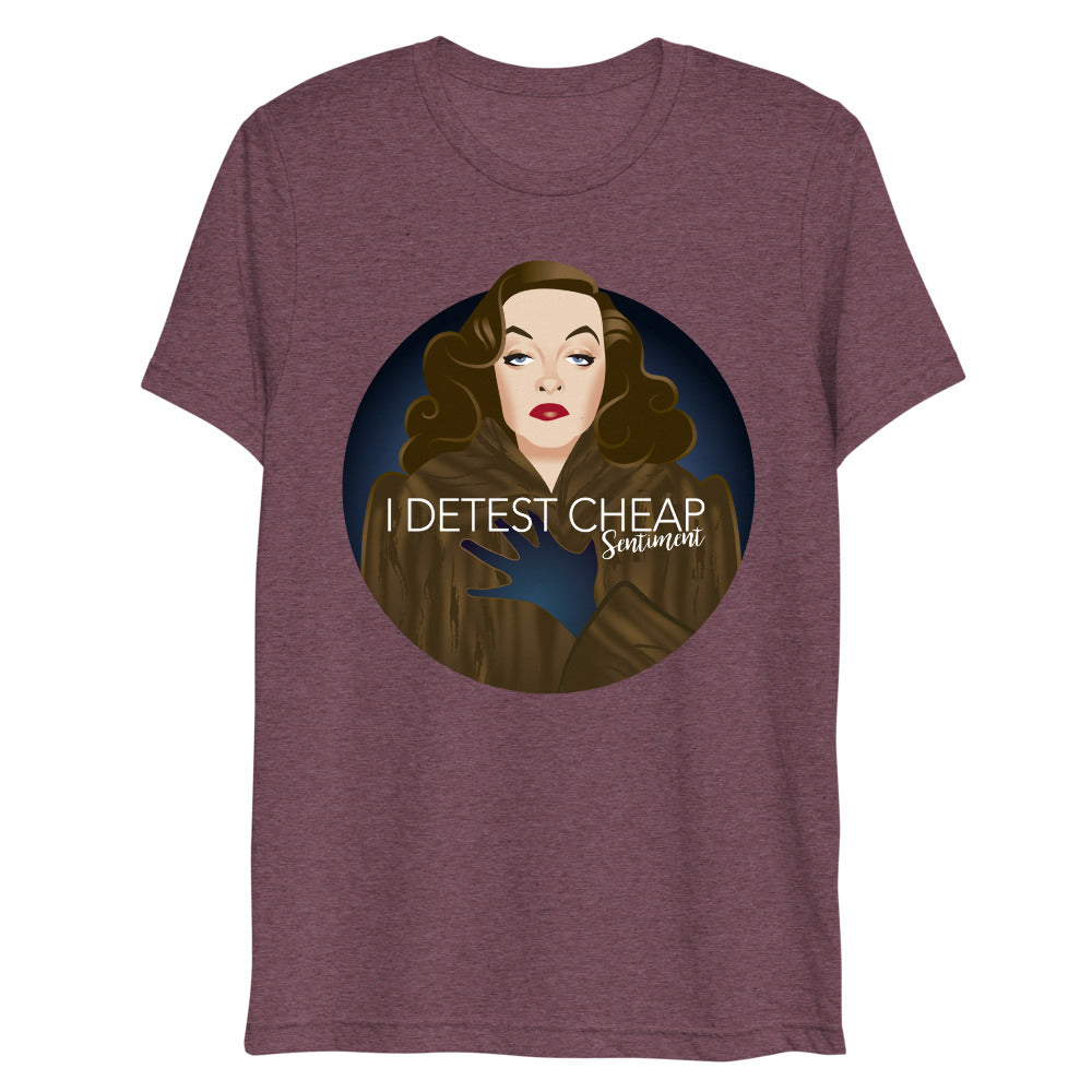 Debut garment mockup | Cheap Sentiment (Triblend) | Maroon Triblend