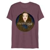 Debut garment mockup | Cheap Sentiment (Triblend) | Maroon Triblend