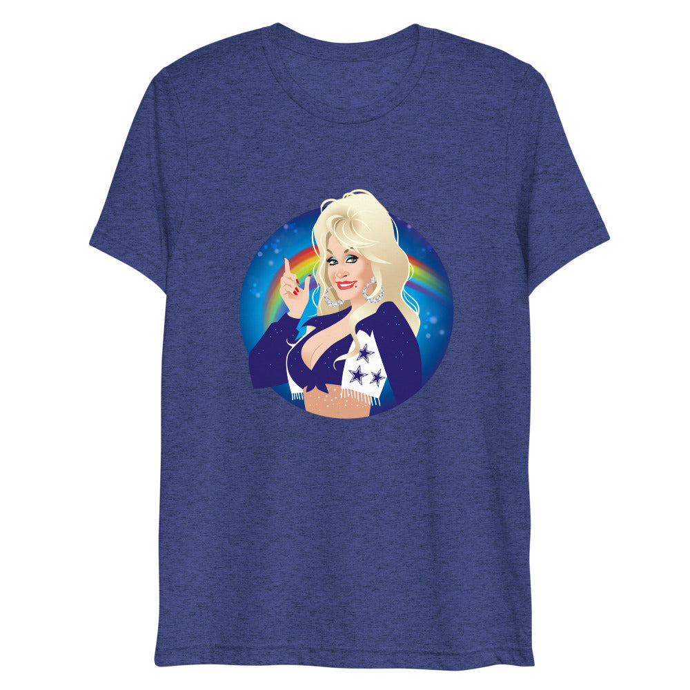 Debut garment mockup | Here Comes the Rainbow (Triblend) | Navy Triblend