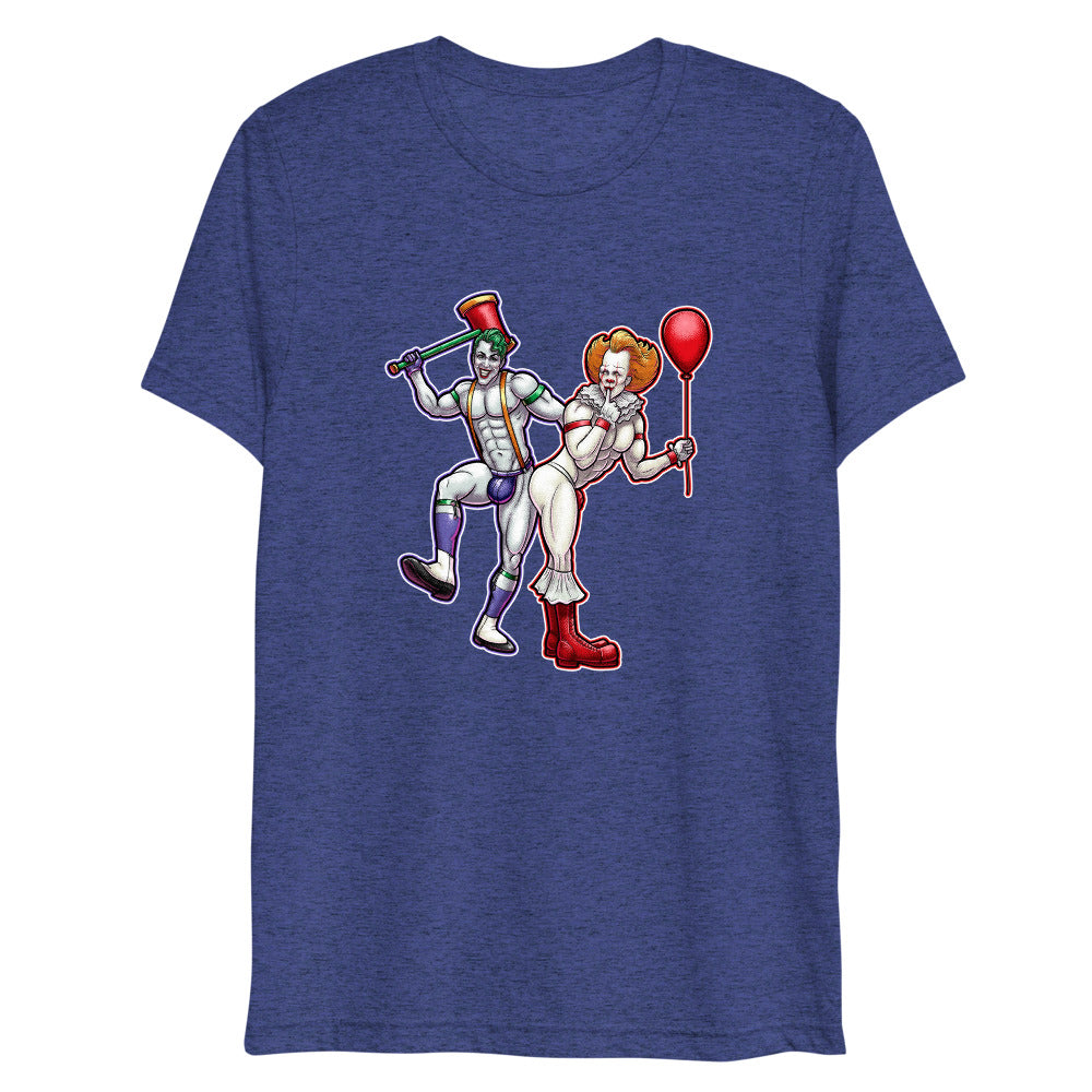 Debut garment mockup | Clowns to the Left, Jokers to the Right (Triblend) | Navy Triblend