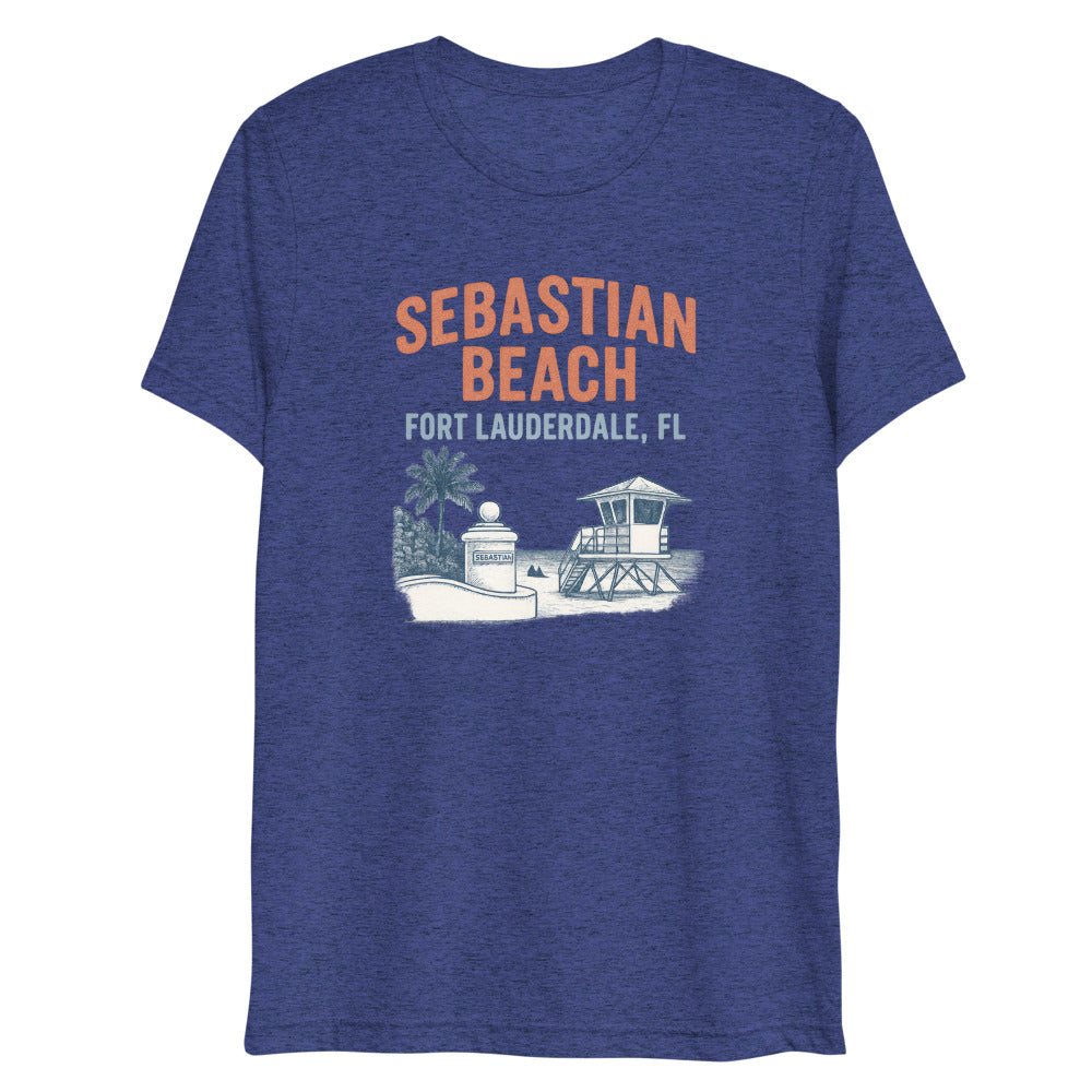 Debut garment mockup | Sebastian Beach (Triblend) | Navy Triblend