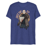 Debut garment mockup | Just the Tip of Horror (Triblend) | Navy Triblend