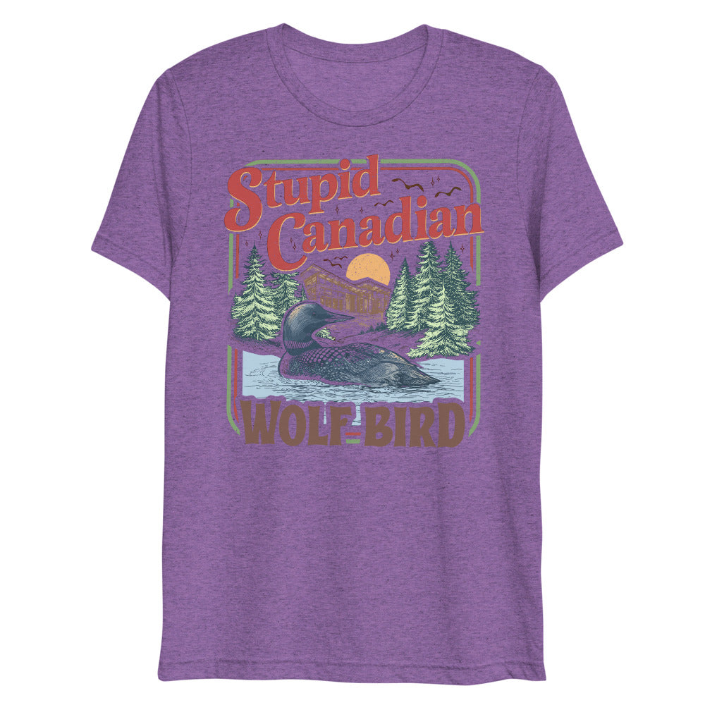 Debut garment mockup | Wolf Bird (Triblend) | Purple Triblend
