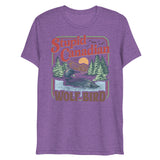 Debut garment mockup | Wolf Bird (Triblend) | Purple Triblend
