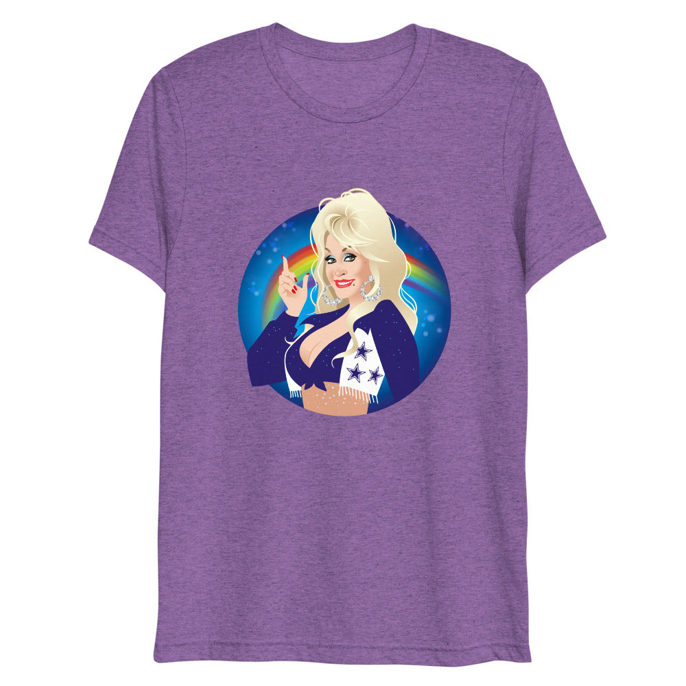 Debut garment mockup | Here Comes the Rainbow (Triblend) | Purple Triblend