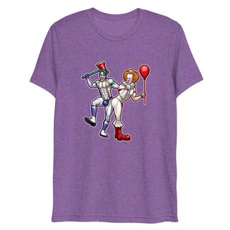 Debut garment mockup | Clowns to the Left, Jokers to the Right (Triblend) | Purple Triblend