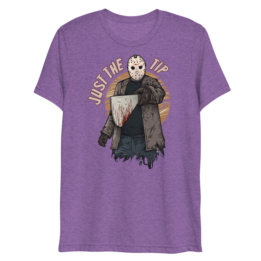 Debut garment mockup | Just the Tip of Horror (Triblend) | Purple Triblend
