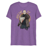 Debut garment mockup | Just the Tip of Horror (Triblend) | Purple Triblend