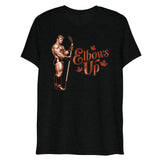 Debut garment mockup | Elbows Up (Triblend) | Solid Black Triblend