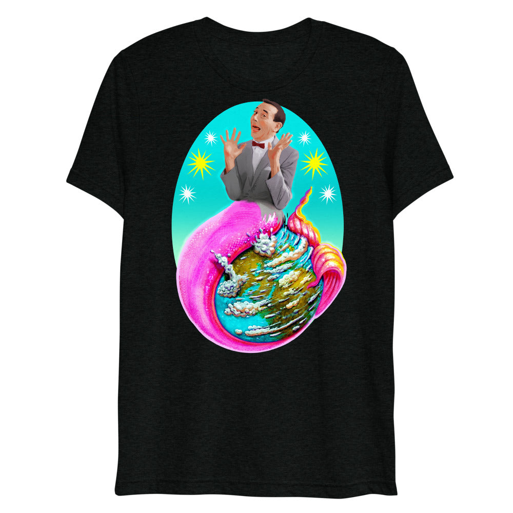 Debut garment mockup | Sea Wee Merman (Triblend) | Solid Black Triblend