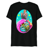 Debut garment mockup | Sea Wee Merman (Triblend) | Solid Black Triblend