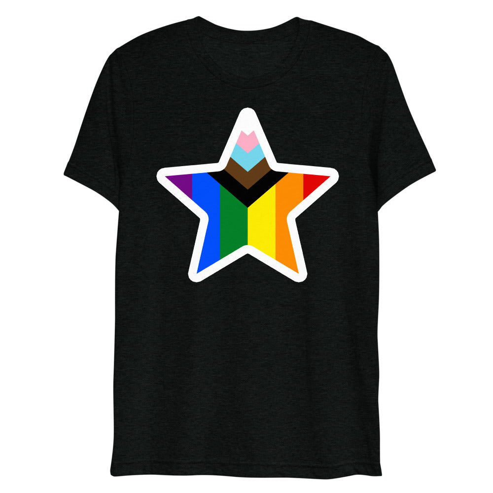 Debut garment mockup | Stars and Progress (Triblend) | Solid Black Triblend