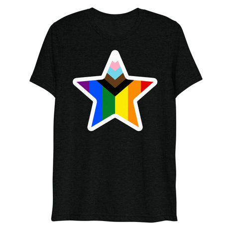 Debut garment mockup | Stars and Progress (Triblend) | Solid Black Triblend