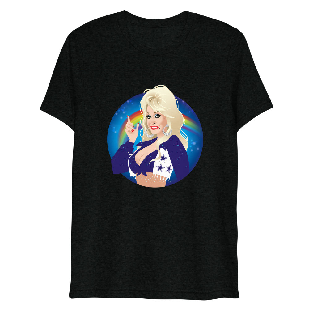 Debut garment mockup | Here Comes the Rainbow (Triblend) | Solid Black Triblend