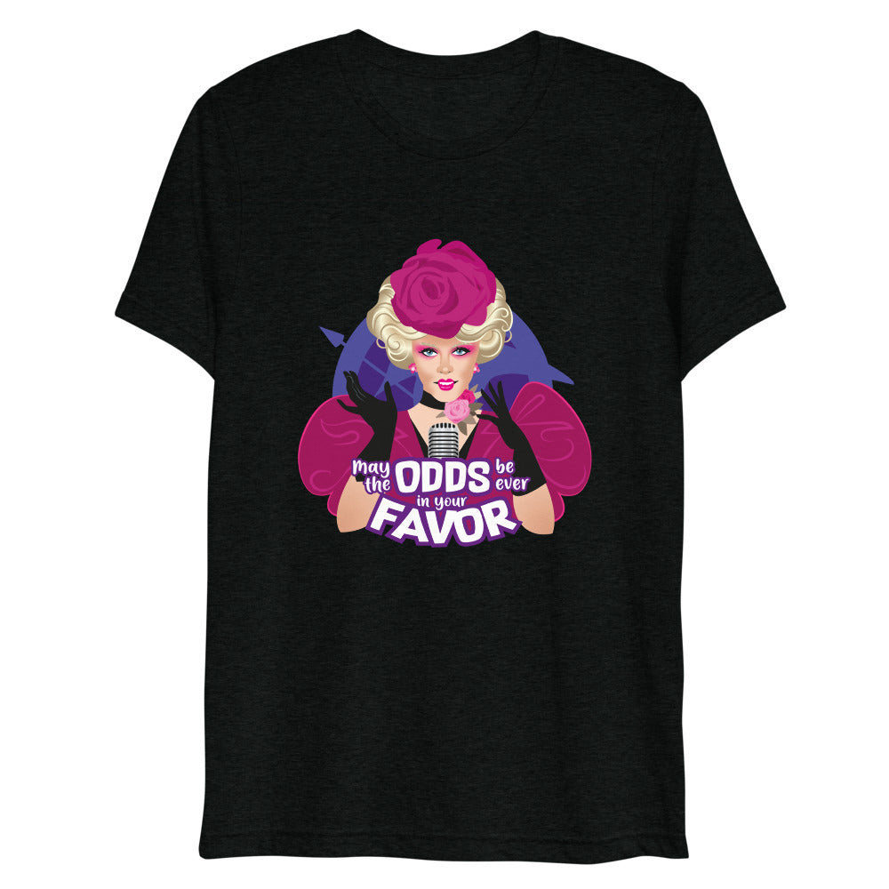 Debut garment mockup | May the Odds (Triblend) | Solid Black Triblend