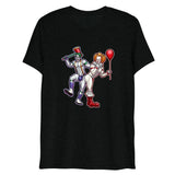 Debut garment mockup | Clowns to the Left, Jokers to the Right (Triblend) | Solid Black Triblend
