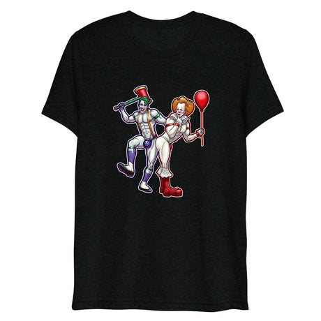 Debut garment mockup | Clowns to the Left, Jokers to the Right (Triblend) | Solid Black Triblend