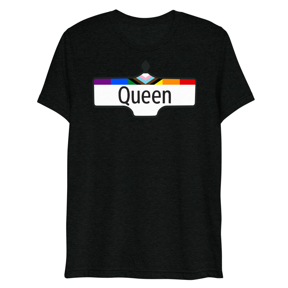 Debut garment mockup | Toronto Queen (Triblend) | Solid Black Triblend
