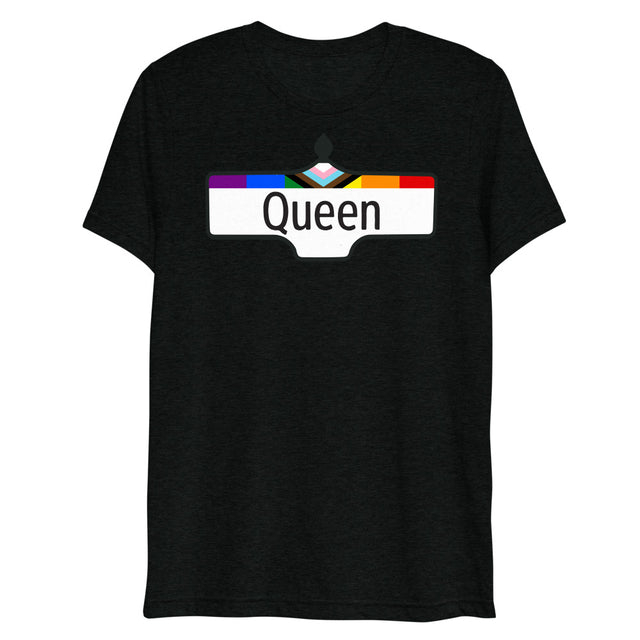 Debut garment mockup | Toronto Queen (Triblend) | Solid Black Triblend
