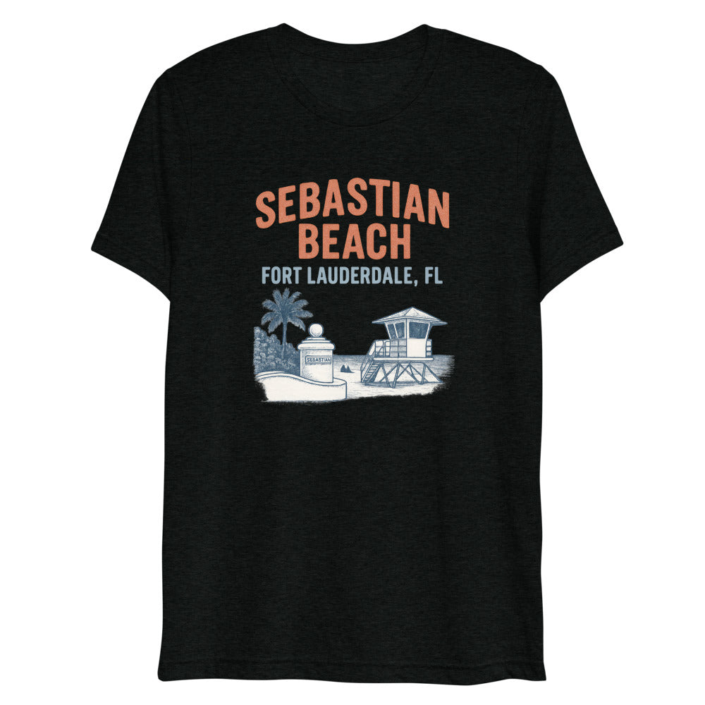Debut garment mockup | Sebastian Beach (Triblend) | Solid Black Triblend