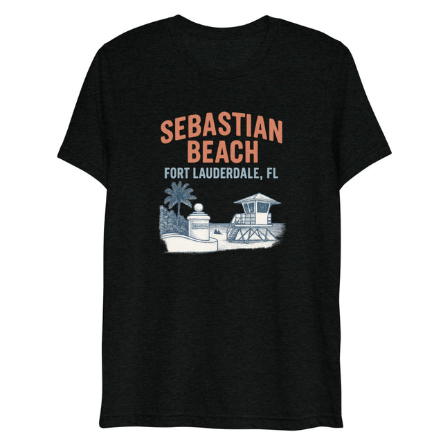 Debut garment mockup | Sebastian Beach (Triblend) | Solid Black Triblend