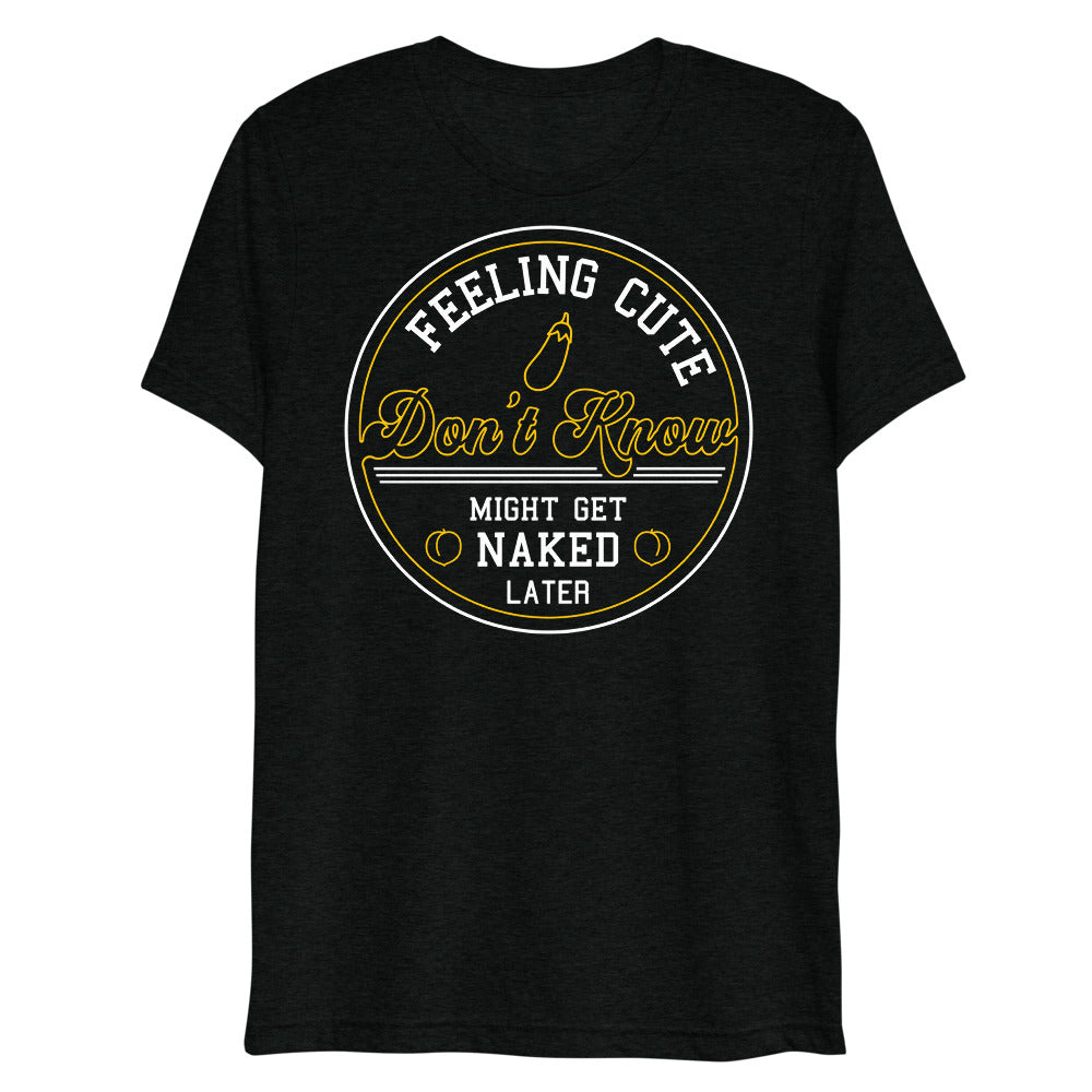 Debut garment mockup | Feeling Cute IDK (Triblend) | Solid Black Triblend