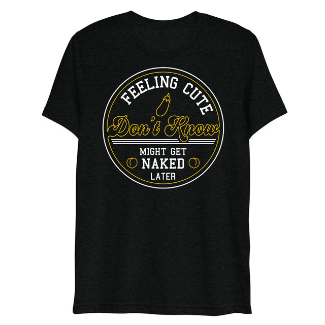 Debut garment mockup | Feeling Cute IDK (Triblend) | Solid Black Triblend