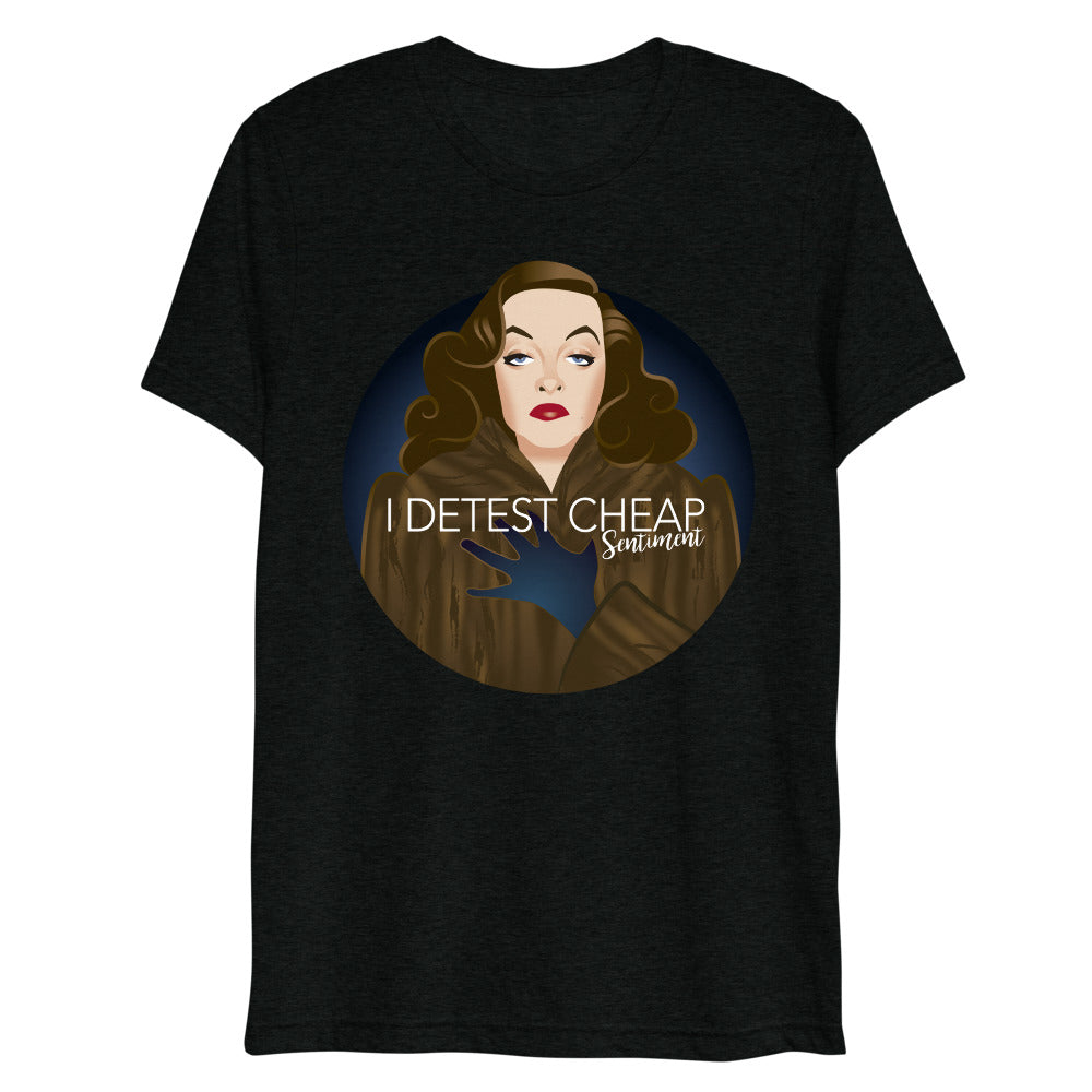 Debut garment mockup | Cheap Sentiment (Triblend) | Solid Black Triblend