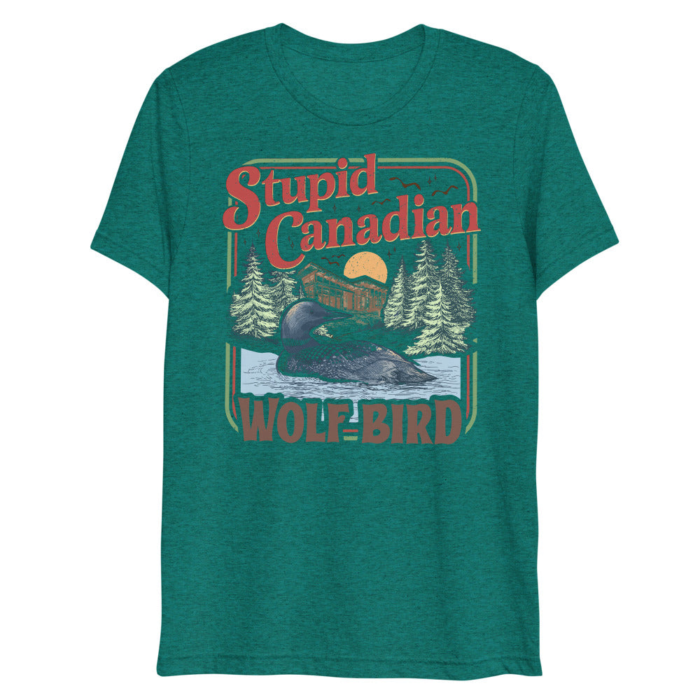 Debut garment mockup | Wolf Bird (Triblend) | Teal Triblend