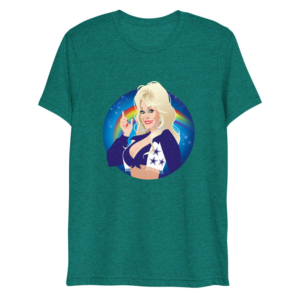 Debut garment mockup | Here Comes the Rainbow (Triblend) | Teal Triblend